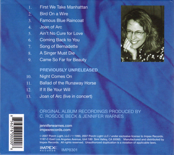 Jennifer Warnes : Famous Blue Raincoat (The Songs Of Leonard Cohen) (CD, Album, RE, 20t)