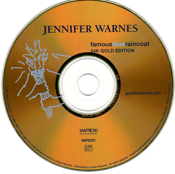 Jennifer Warnes : Famous Blue Raincoat (The Songs Of Leonard Cohen) (CD, Album, RE, 20t)