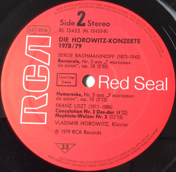 Schumann* / Rachmaninoff* / Liszt*, Horowitz* : Die Horowitz Konzerte 1978/79 (LP, Album)