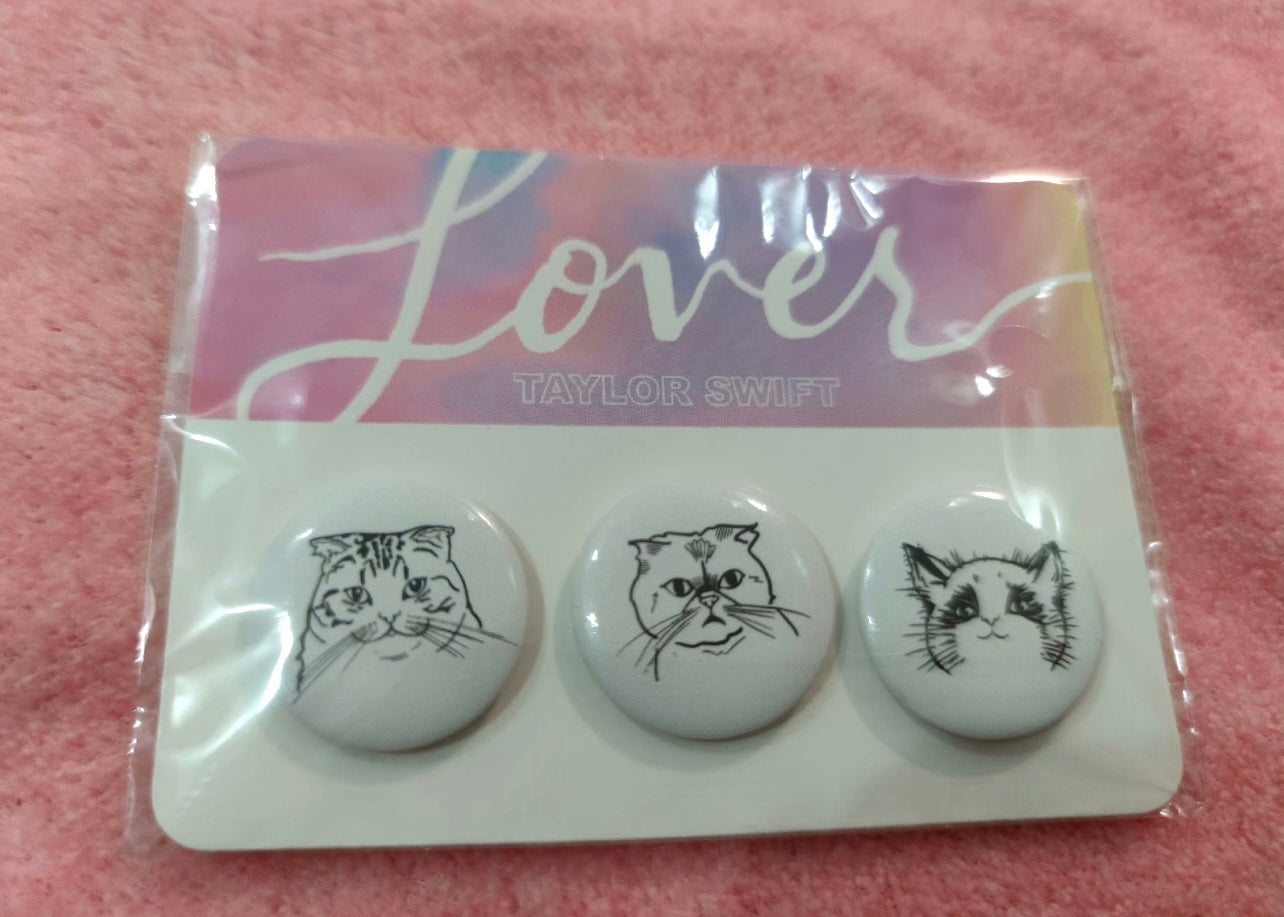 [JUST AS SHOWN]   Taylor Swift Lover Cat Button Badge Set