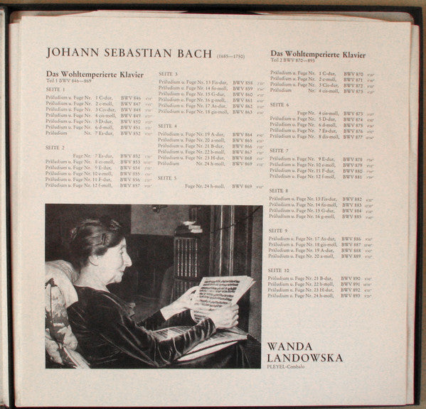 J. S. Bach* - Wanda Landowska : Das Wohltemperierte Klavier I & II (= The Well Tempered Clavier) (5xLP, Mono + Box)