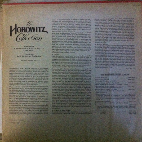 Horowitz*, Beethoven*, Fritz Reiner, RCA Symphony Orchestra* : The Horowitz Collection (LP, Mono)