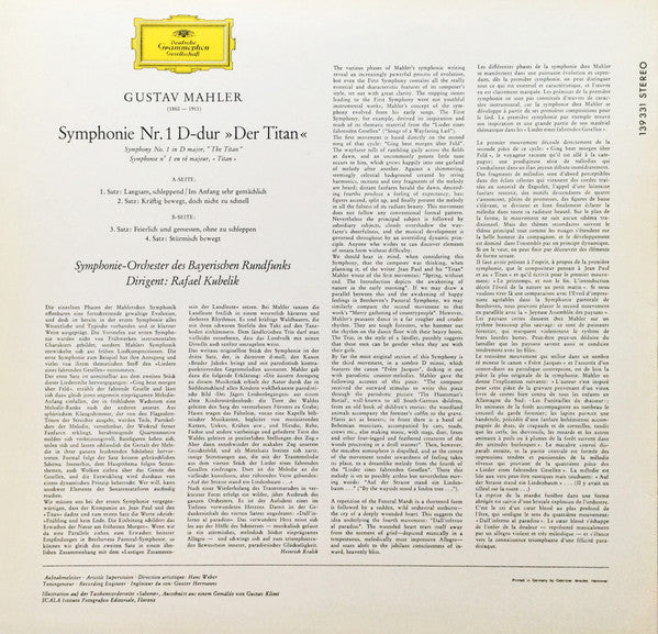 Gustav Mahler, Rafael Kubelik, Symphonie-Orchester Des Bayerischen Rundfunks : Symphonie Nr.1 "Der Titan" (LP, RE)