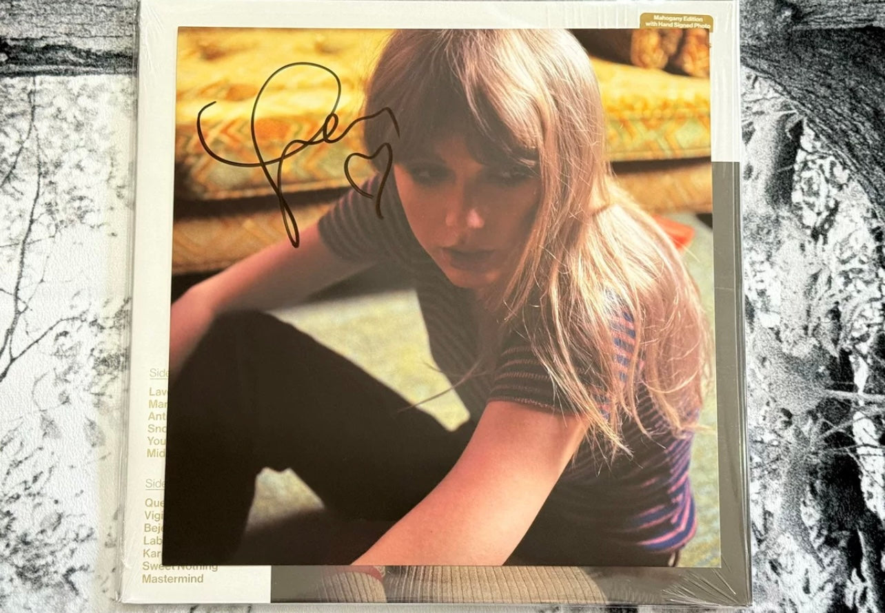 [JUST AS SHOWN]  Taylor Swift – Midnights Signed Acrylic Stand Alone Card / 霉霉泰勒斯威夫特 – 午夜夜桃木签名独立爱心气球签