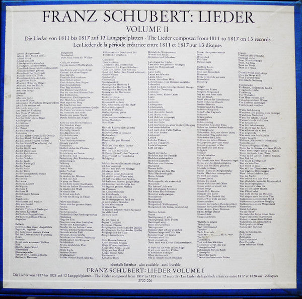 Franz Schubert, Dietrich Fischer-Dieskau, Gerald Moore : Lieder Volume 2 (13xLP + Box)