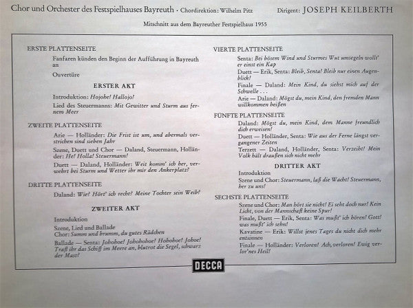 Richard Wagner - Astrid Varnay, Hermann Uhde, Ludwig Weber, Orchester der Bayreuther Festspiele, Chor der Bayreuther Festspiele, Joseph Keilberth : Der Fliegende Holländer (3xLP, Mono + Box)