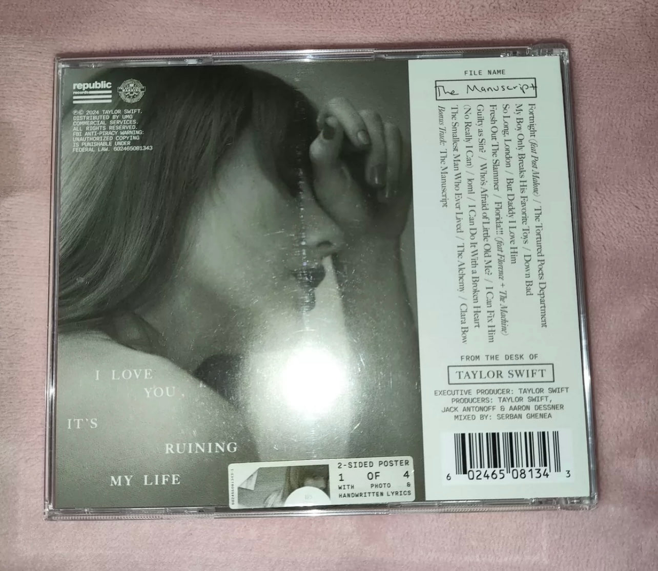 Taylor Swift Signed TTPD CD with Special Edition Paper Insert