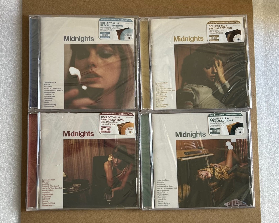 Taylor Swift Midnights (Four-Color Signed CD Set - Opened, Brand New Condition with Original Stickers)