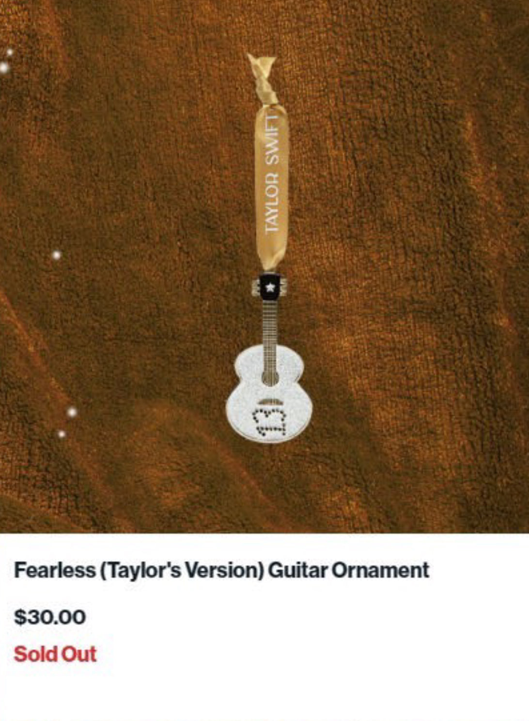 Taylor Swift Fearless (Taylor’s Version) Guitar Ornament泰勒斯威夫特黴黴官網吉他挂飾，聖誕挂飾