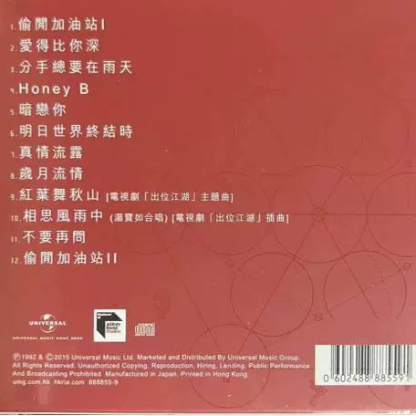 Jacky Cheung's album reveals his Cantonese fame in the Universal series of Japanese CDS  原装进口 张学友专辑 真情流露 粤语 蜚声环球系列 日版CD唱片