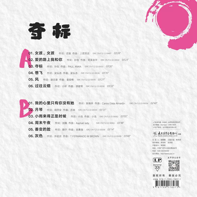 Fei Xiang won my heart only you do not have her LP vinyl physical album  官方正版 费翔 夺标 我的心里只有你没有她 LP黑胶唱片 实体专辑