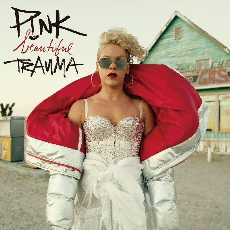 Official authentic Pink album Beautiful Trauma, limited edition 2LP red and white mixed color vinyl records  官方正版 粉红佳人Pink专辑 美丽伤痕 发烧 2LP红白混色胶唱片