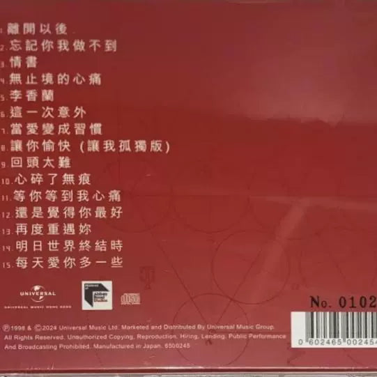 Jacky Cheung album Friendship Song Years selected Every Day Love You More Day edition CD album  原装进口 张学友专辑 友情歌岁月精选 每天爱你多一些 日版CD唱片