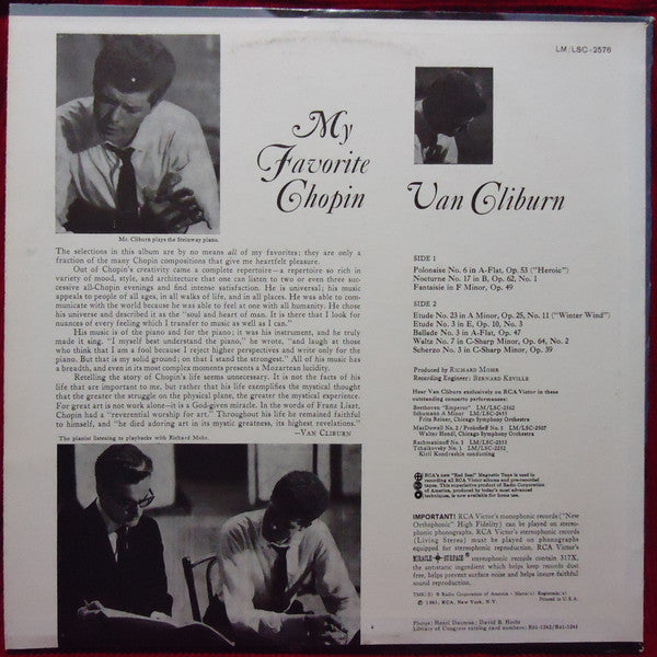 Van Cliburn : My Favorite Chopin (LP, Album, RE)