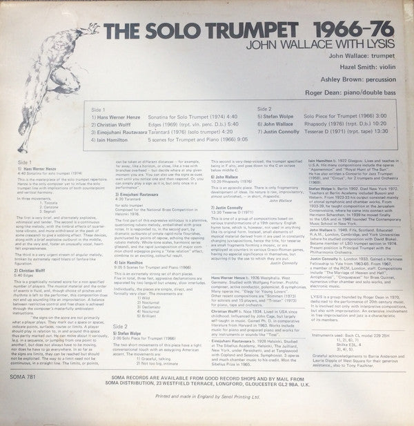 John Wallace (4) : The Solo Trumpet 1966-76 (LP)