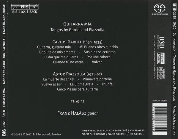 Carlos Gardel, Astor Piazzolla - Franz Halász : Guitarra Mía (Tangos By Gardel And Piazzolla) (SACD, Hybrid, Multichannel, Album)