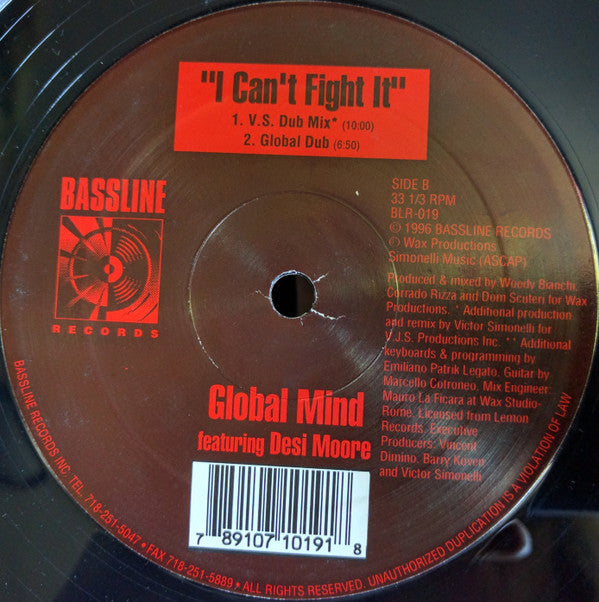 Global Mind Featuring Desy Moore : I Can't Fight It (12")