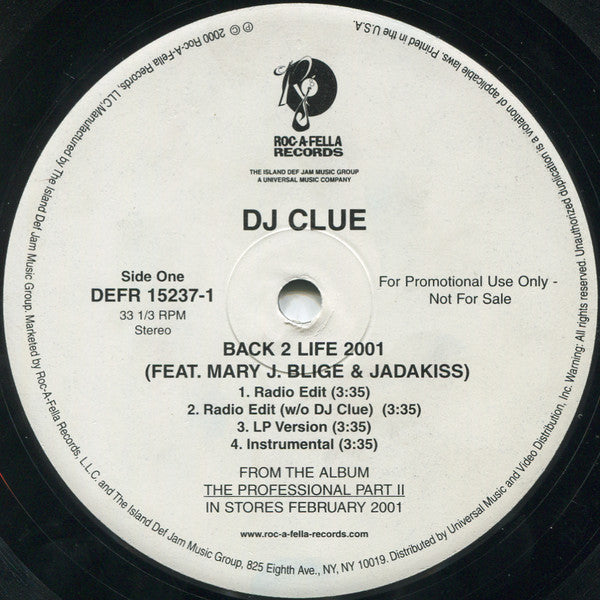 DJ Clue : Back 2 Life 2001 (12", Promo)