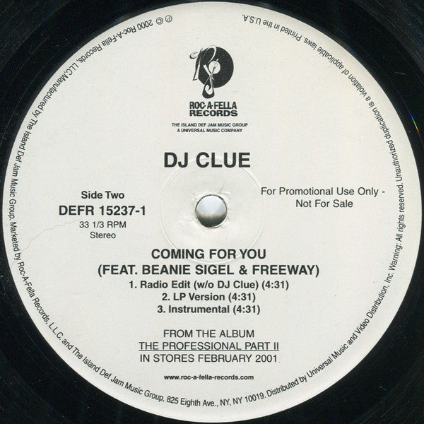 DJ Clue : Back 2 Life 2001 (12", Promo)