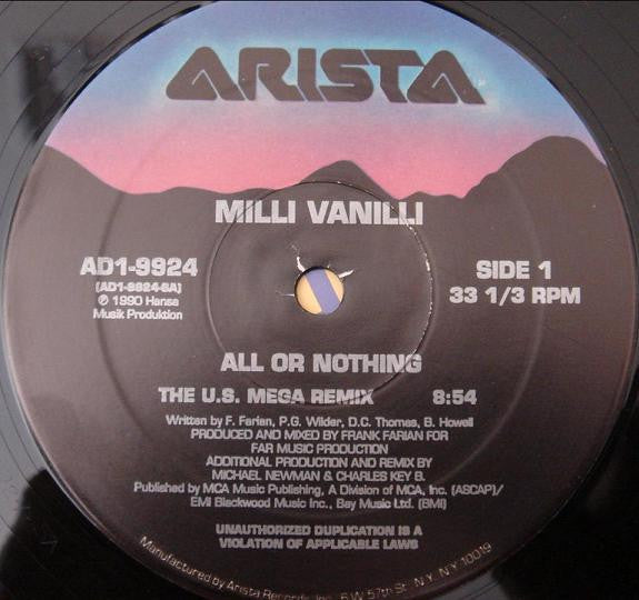 Milli Vanilli : All Or Nothing (12", Spe)