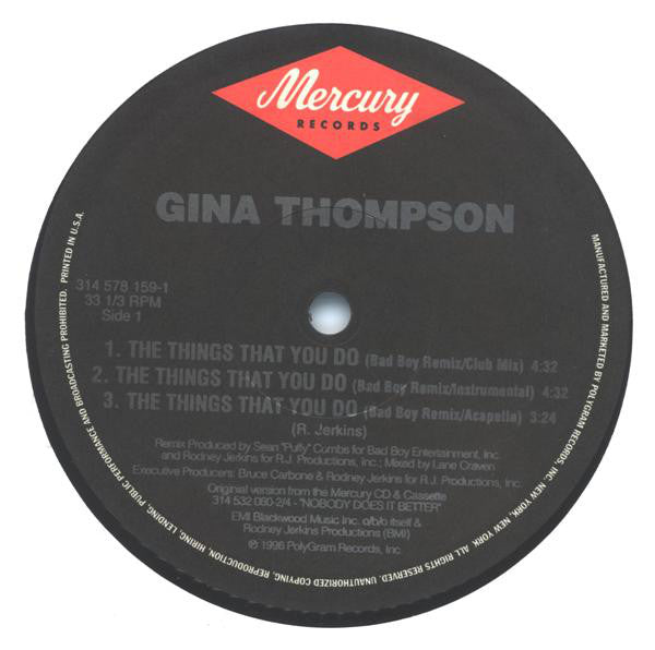 Gina Thompson : The Things That You Do (12")