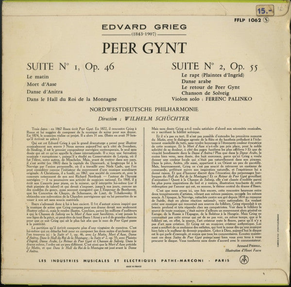 Edvard Grieg – Nordwestdeutsche Philharmonie, Wilhelm Schüchter : Peer Gynt-Suite Nr. 1 Op. 46 / Peer Gynt-Suite Nr. 2 Op. 55 (10", Mono)