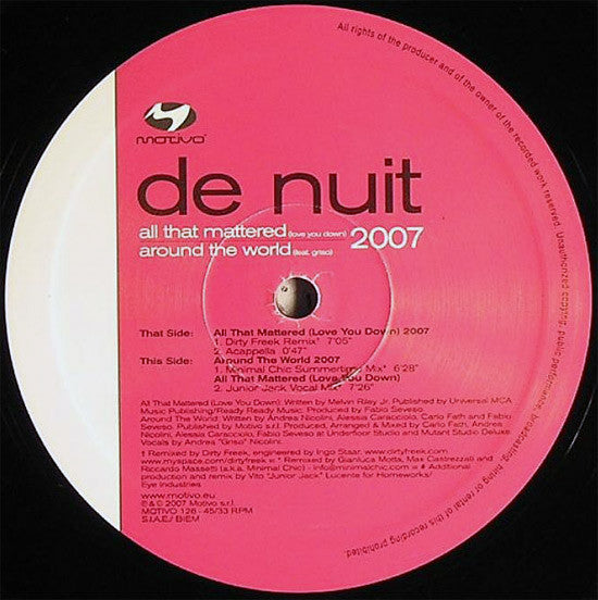 De Nuit : All That Mattered 2007 (12")