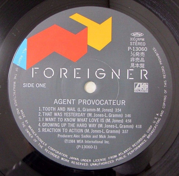 Foreigner : Agent Provocateur (LP, Album, Promo)