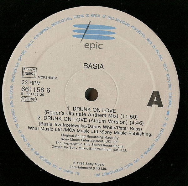 Basia : Drunk On Love (Roger S Remix) (12")