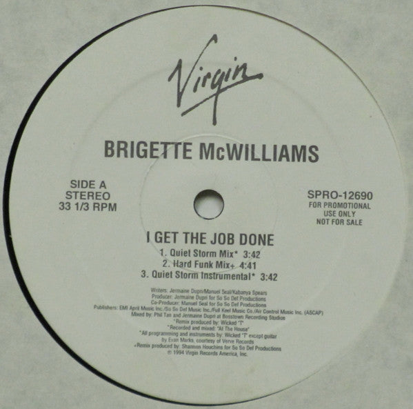 Brigette McWilliams : I Get The Job Done (12", Promo)