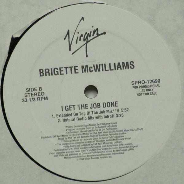 Brigette McWilliams : I Get The Job Done (12", Promo)