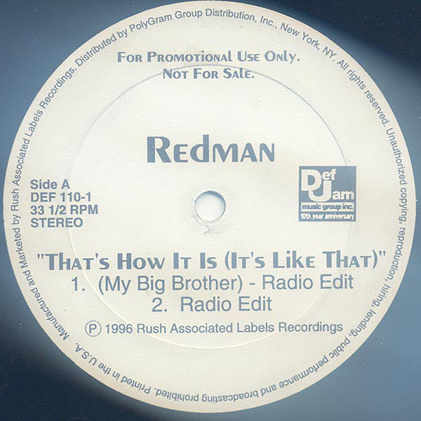 Redman : That's How It Is (It's Like That) (12", Promo)