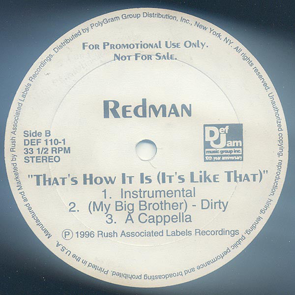 Redman : That's How It Is (It's Like That) (12", Promo)