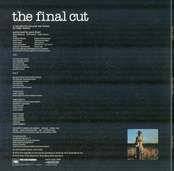 Pink Floyd : The Final Cut (CD, Album, Ltd, RE, RM, Pap)