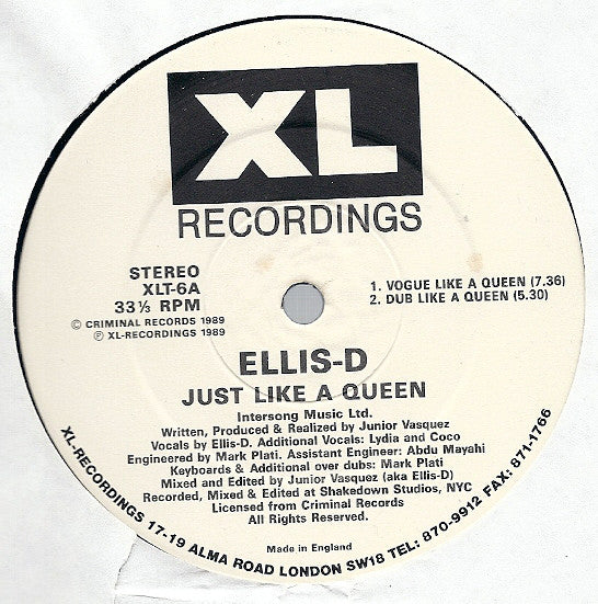 Ellis-D : Just Like A Queen (12")