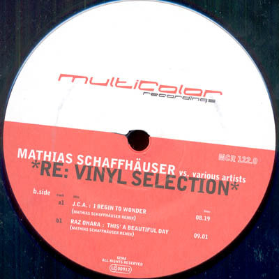 Mathias Schaffhäuser Vs. Various : RE: Vinyl Selection (12")