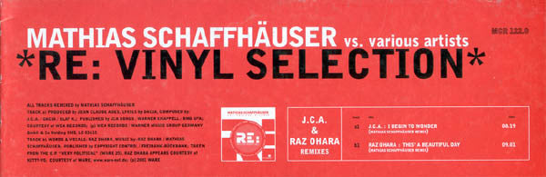 Mathias Schaffhäuser Vs. Various : RE: Vinyl Selection (12")