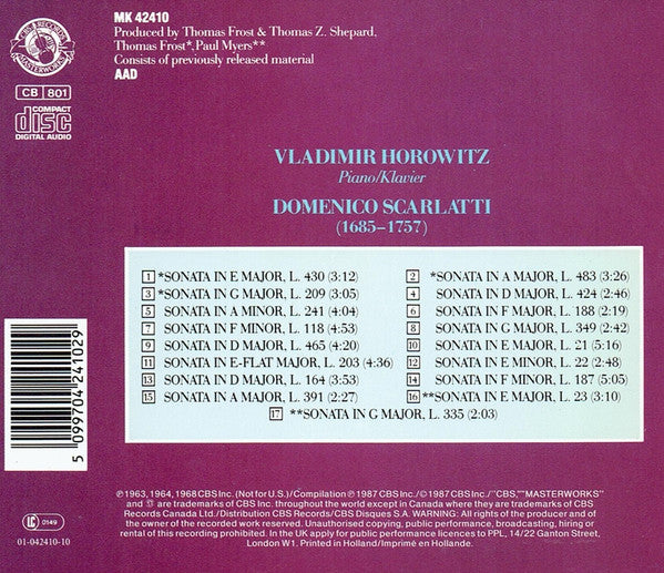 Domenico Scarlatti, Vladimir Horowitz : Untitled (CD, Comp, RE)