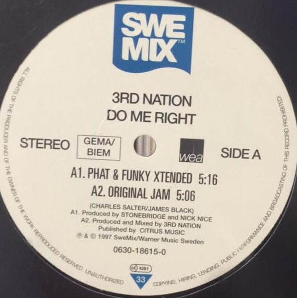 3rd Nation : Do Me Right (12")