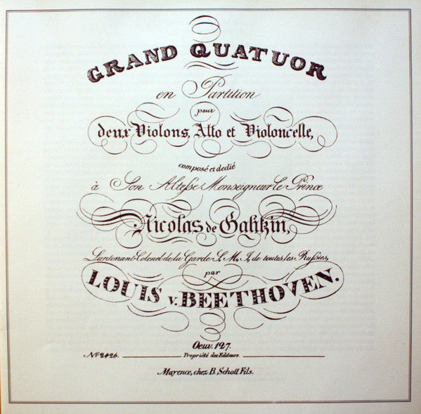 Ludwig van Beethoven, The Busch Quartet : Grand Quatuor, Op. 127 Es-Dur Pour Deux Violons, Alto Et Violoncelle (LP, Album, Mono, S/Edition)