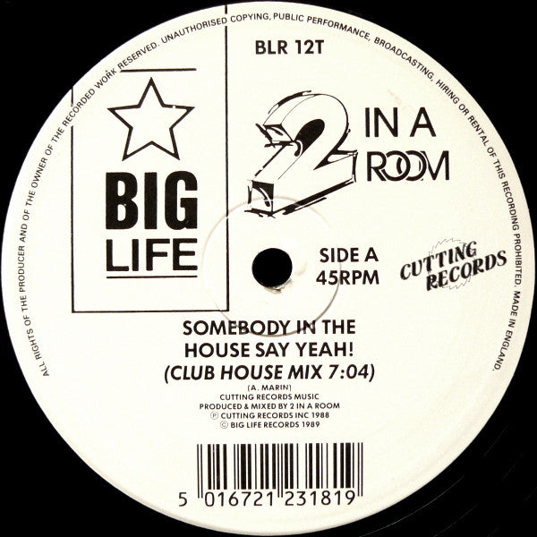 2 In A Room : Somebody In The House Say Yeah! (12")