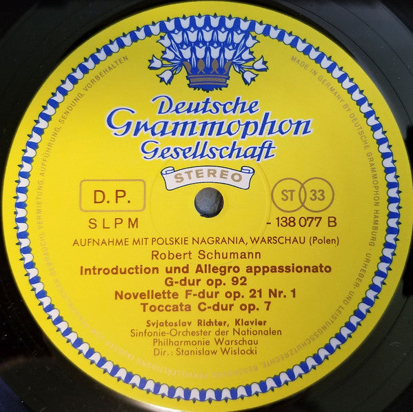 Sviatoslav Richter : Robert Schumann : Klavierkonzert A-moll · Piano Concerto A Minor · Introduction Und Allegro Appassionato · Novellette Nr. 1 · Toccata (LP, RE)