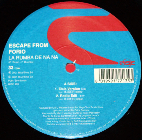 Escape From Forio : La Rumba De Na Na (12")