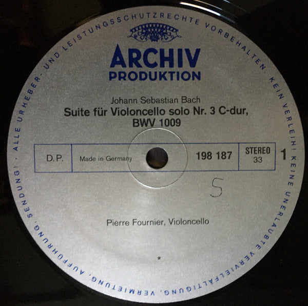 Johann Sebastian Bach - Pierre Fournier : Suiten Für Violoncello Solo Nr.3 C-dur (In C Major/ En Ut Majeur) / Nr.4 Es-dur (In E Flat Major / En Mi Bemol Majeur) (LP, Album, RE)