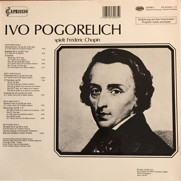 Ivo Pogorelich Spielt Frédéric Chopin : Ivo Pogorelich Spielt Frédéric Chopin (2xLP)