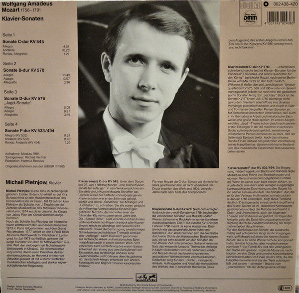 Wolfgang Amadeus Mozart, Mikhail Pletnev : Klavier-Sonaten KV 545 - 570 - 576 - 533/494 (2xLP, Comp)