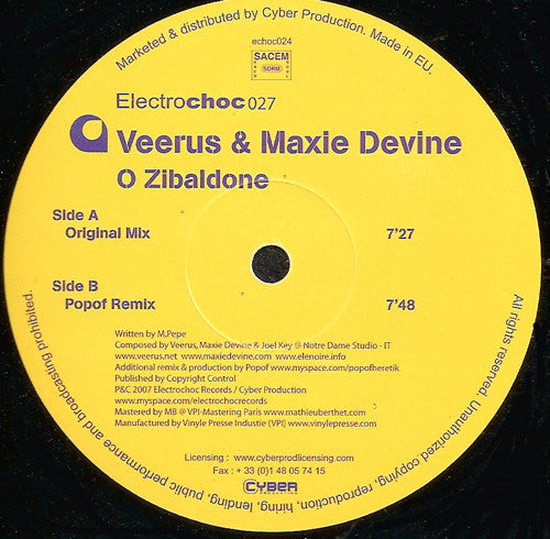 Veerus & Maxie Devine : O Zibaldone (12")