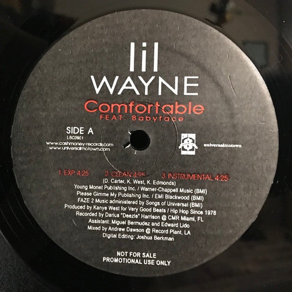 Lil Wayne : Comfortable / Mr. Carter (12", Promo)