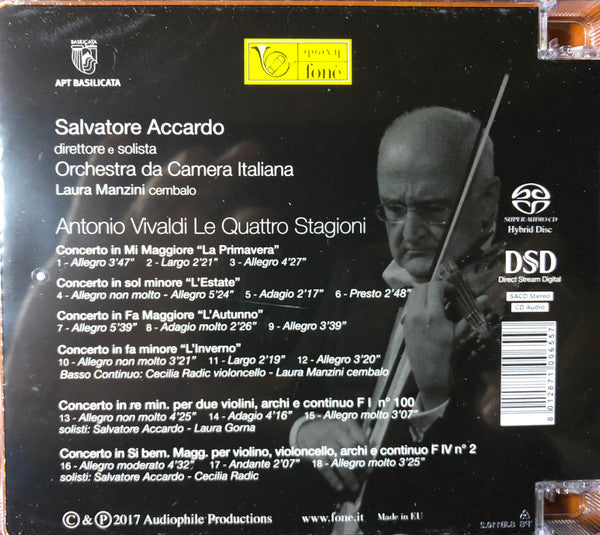 Antonio Vivaldi, Salvatore Accardo, Orchestra da Camera Italiana : Le Quattro Stagioni (SACD, Hybrid, Album, RE, DSD)