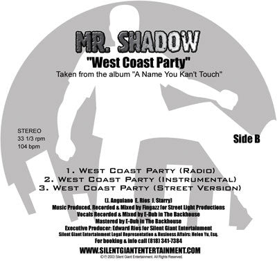 Mr. Shadow : Who Wanna Roll (12", Blu)